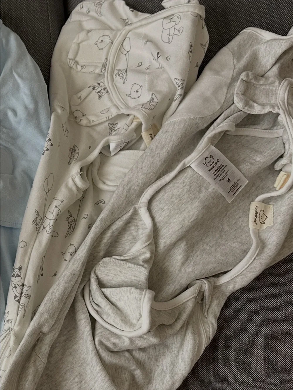 Kyte, Halo, and Keababies swaddles/sleep sacks (5) NB & 1-3Mos